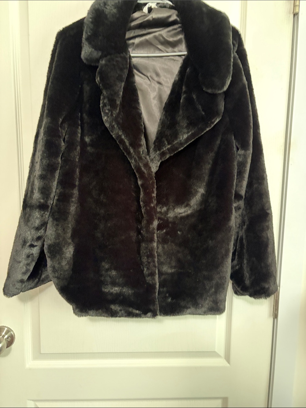 Time and Tru Black Faux Fur Teddy Jacket